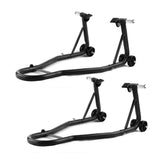 Black Steel Full Set Of Motorcycle Rear And Front Wheel Stand Motorcycle Paddock Stand Set Holder